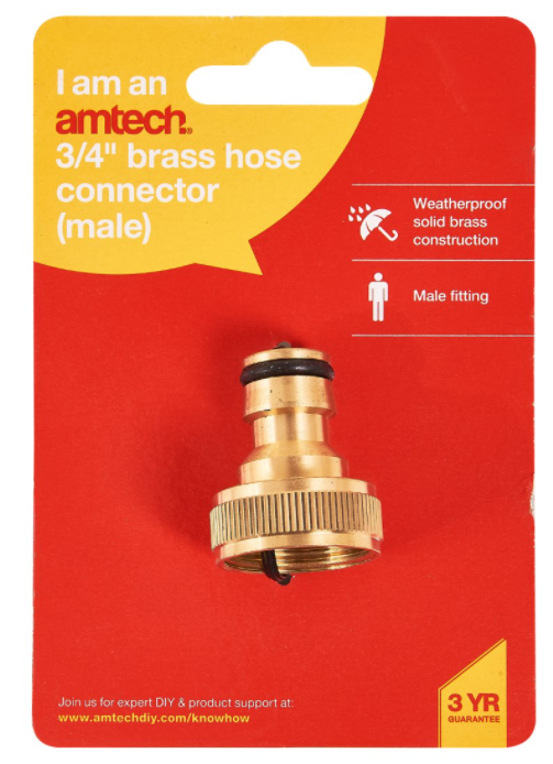 Amtech 3/4'' Male Brass hose connector