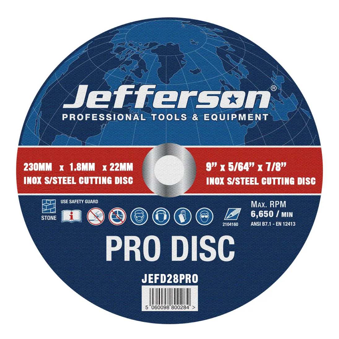 Jefferson 230mm x 1.8mm INOX Cutting Disc - JEFD28PRO