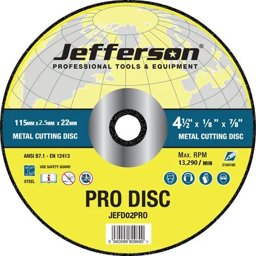 Jefferson 115mm x 2.5mm Metal Cutting Disc - JEFD02PRO