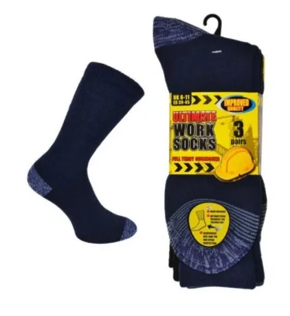 Mens 3pk Ultimate Ruff & Tuff Work Sock (SI1245-3)
